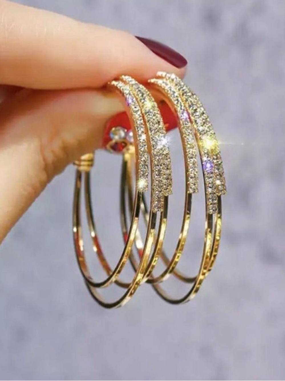 14K Gold Womens Three Row
Diamond Hoop Earrings Ladies
14 K Silver Triple Hoops